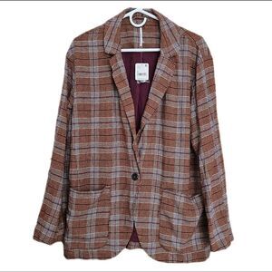 boho academia free people plaid slouchy blazer